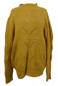 Dámský okrový ažurový svetr Papaya 