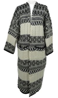 Dámský bílo-černý vzorovaný svetrový cardigán Primark 