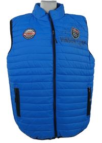 Pánská safírová šusťáková prošívaná zateplená vesta s nápisem Vinson Camp