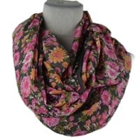 Dámská šedo-růžová květovaná límcová šála Pieces 