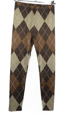 Dámské hnědo-béžové kárované legíny 