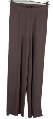 Dámské vínové žebrované volné kalhoty Boohoo 