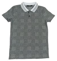Černo-šedé kostkované polo tričko George