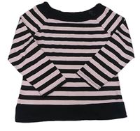 Růžovo-černé pruhované crop triko New Look