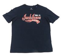 Tmavomodré tričko s logem Jack & Jones
