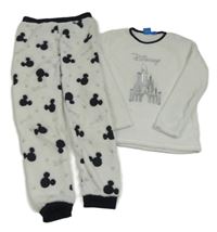 Bílé chlupaté pyžamo s hradem a Mickey Mousem Disney