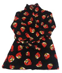 Černý chlupatý župan s Angry Birds a páskem George 