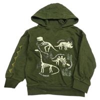 Khaki mikina s dinosaury a kapucí Primark