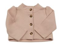 Světlerůžová kostkovaná propínací mikina