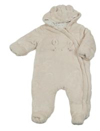 Světlerůžová chlupatá zateplená kombinéza s myškou a kapucí Mothercare