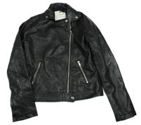 Černá koženková jarní bunda F&F