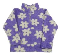 Fialová květinová huňatá mikina TU