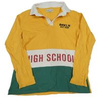 Žluto-bílo-zelené polo triko s nápisem Zara