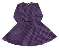 Tmavomodro-fialové vzorované teplákové šaty a punto