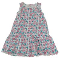 Bílé květované bavlněné šaty Reflex