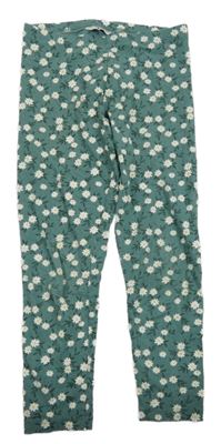 Zelené capri legíny s květinami C&A
