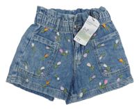 Nové - Světlemodré riflové kraťasy s výšivkami Denim Co.