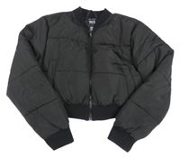 Černý šusťákový zateplený crop bomber New Look