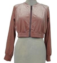 Dámská růžová sametová crop mikina Shein