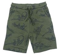 Khaki teplákové kraťasy s dinosaury zn. Primark