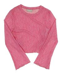 Růžové vzorované tylové crop triko Matalan
