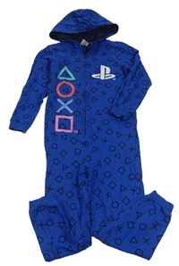 Modrá vzorovaná tepláková kombinéza s kapucí - PlayStation