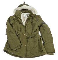 Khaki šusťáková zimní parka s kapucí H&M