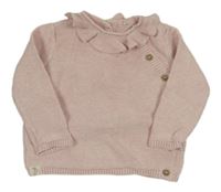 Světlerůžový propínací svetr s límečkem George