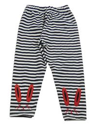 Černo-bílé pruhované legíny se zajíčky 