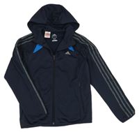 Tmavomodrá sportovní funkční propínací mikina s kapucí Adidas