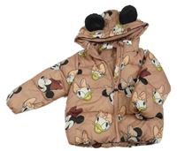 Starorůžová šusťáková zimní bunda s Minnie a kapucí Disney
