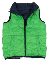 Zelená šusťáková zateplená oboustranná vesta s nápisem C&A