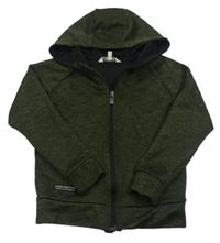 Khaki-černá melírovaná propínací mikina s nášivkou a kapucí URBAN OUTLAWS