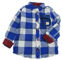 Safírovo-tmavomodro-bílá kostkovaná košilová bunda catimini 