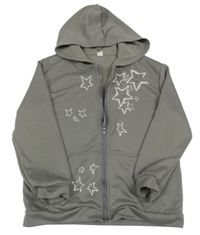 Šedá propínací mikina s hvězdami a kapucí Shein