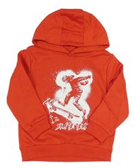 Červená mikina s potiskem a kapucí Dunnes Stores