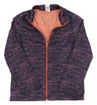 Tmavomodro-růžová žíhaná sportovní propínací mikina Decathlon