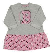 Šedo-růžové teplákové šaty s písmenem a králíky Ergee