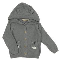 Šedý propínací svetr s čumáky a kapucí Lupilu