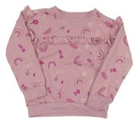 Světlerůžová mikina s duhami a volánkem 