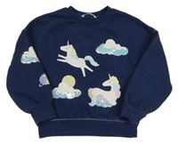 Tmavomodrá mikina s jednorožci M&S