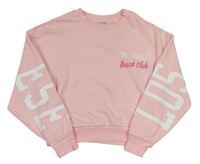 Světlerůžová crop mikina s nápisem Matalan