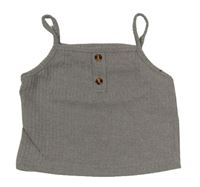 Šedý žebrovaný crop top Shein