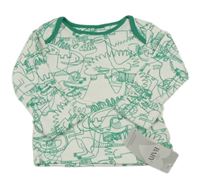 Nové - bílo-zelené triko s dinosaury M&S
