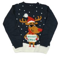 Tmavomodrý svetr se sobem Tex