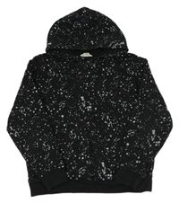 Černo-bílá vzorovaná mikina s klokankou a kapucí H&M