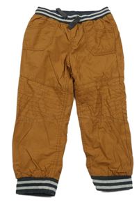 Medové plátěné podšité kalhoty s proužky Topolino