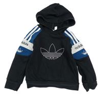 Černo-petrolejová mikina s logem a kapucí Adidas