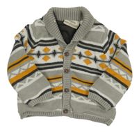 Barevný vzorovaný propínací podšitý svetr Lupilu