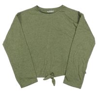 Khaki crop triko se zavazováním Nutmeg